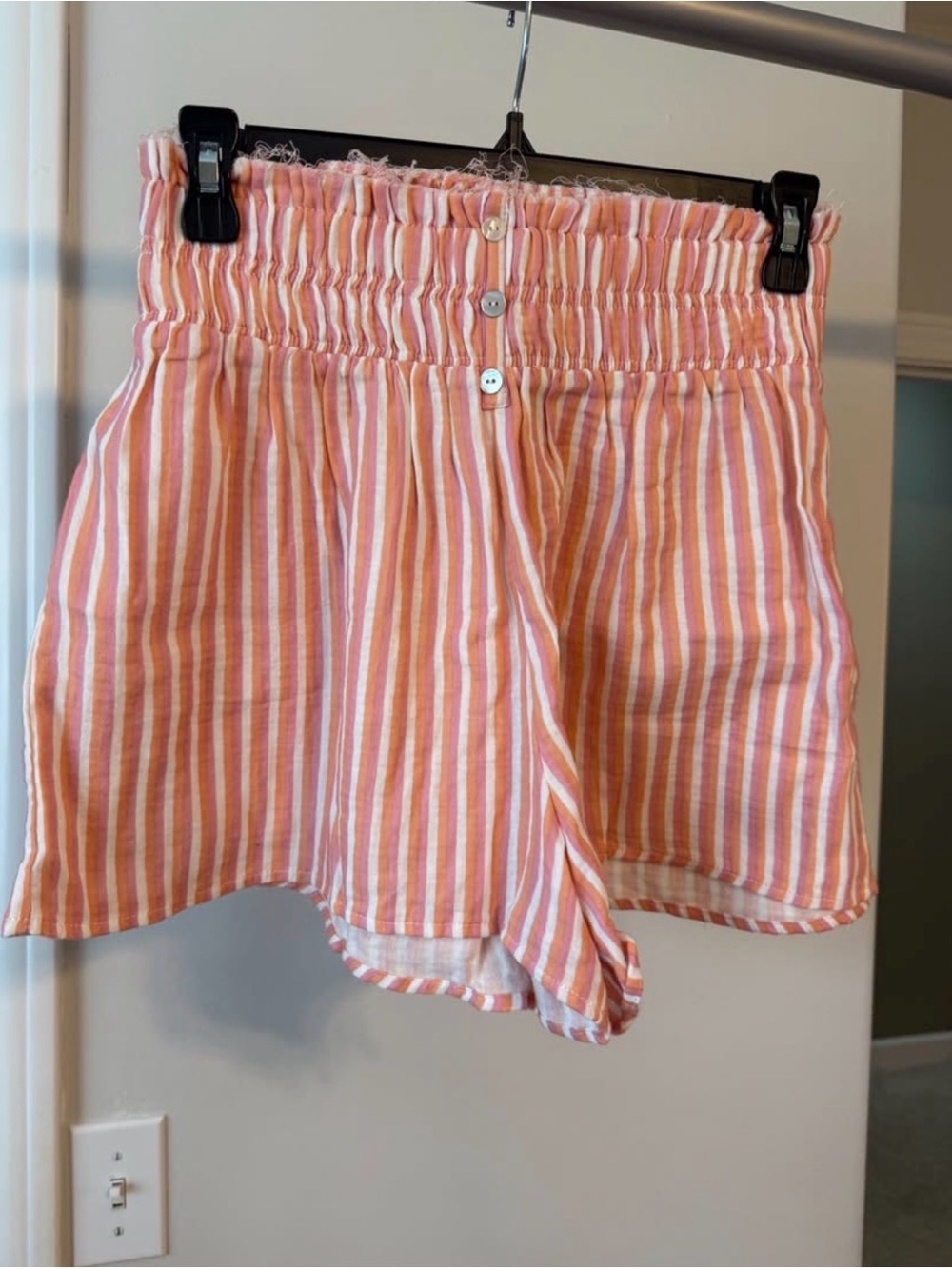 Pink and Orange Blue Rain Striped Shorts